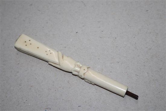A Victorian ivory parasol handle